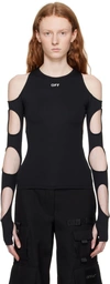 Off-white Black Sleek Holes Long Sleeve T-shirt In Black White