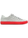 Hide & Jack Contrast Sole Embossed Sneakers In Grey