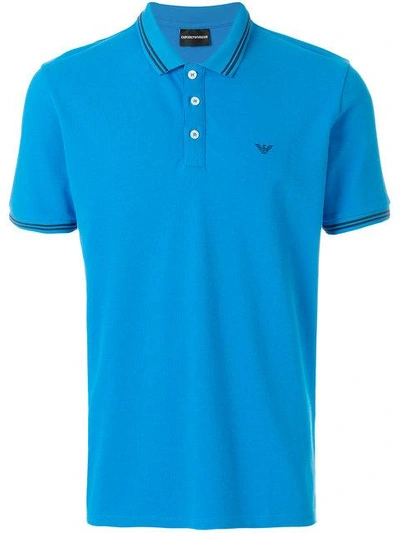Emporio Armani Logoed Polo Shirt In Blue