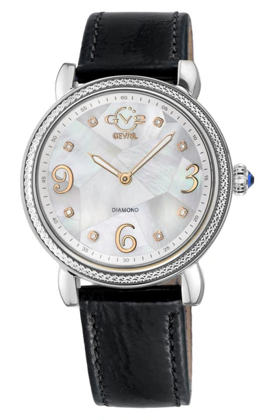 Gv2 Ravenna Swiss Quartz Diamond Accent Leather Strap Watch, 37mm In Black
