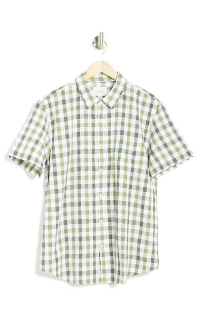 Lucky Brand Plaid Workwear Button-up Cotton T-shirt In Light Green Plaid