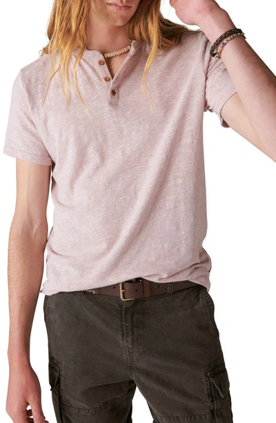 Lucky Brand Cotton Blend Jersey Henley In Red Violet