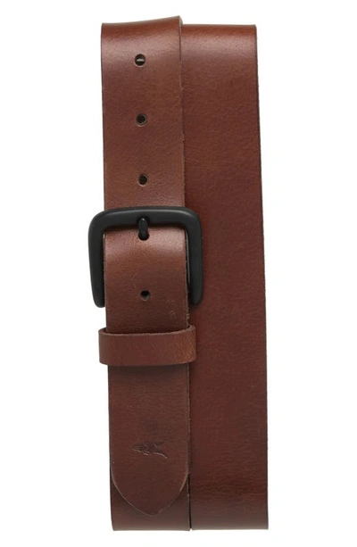Allsaints Ramskull Embossed Leather Belt In Bitter Brown Matte Black 200