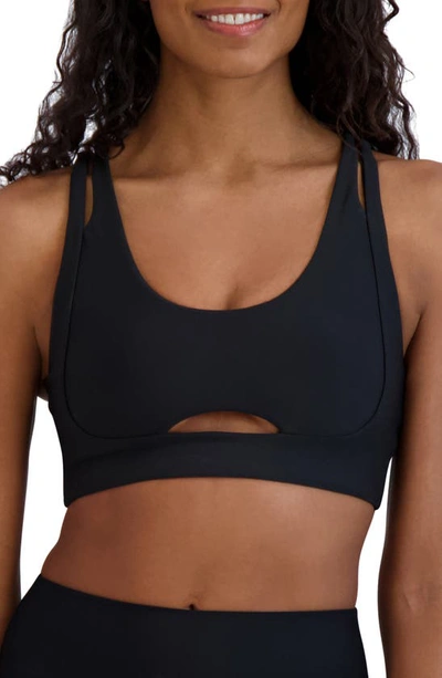 Sage Collective Double Up Cutout Bralette In Black