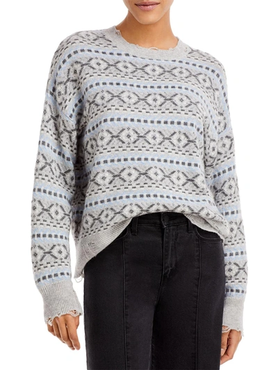 Aqua Womens Cashmere Printed Pullover Sweater In Multi