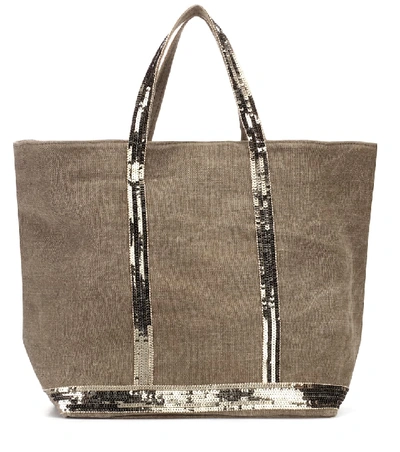 Vanessa Bruno Cabas Medium Linen Shopper In Green