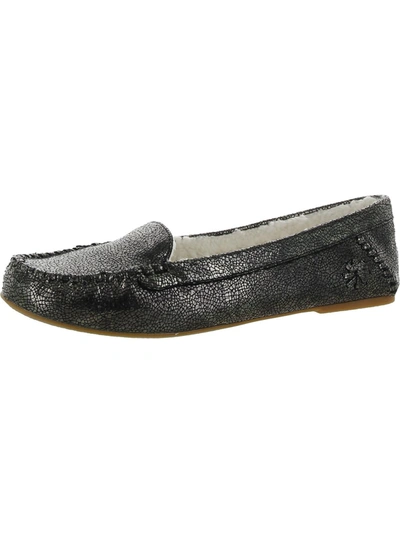 Jack Rogers Millie Womens Leather Sherpa Lined Moccasin Slippers In Black