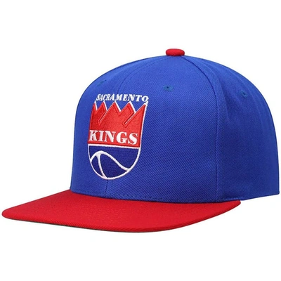 Mitchell & Ness Men's  Blue And Red Sacramento Kings Hardwood Classics Team Two-tone 2.0 Snapback Hat In Blue,red