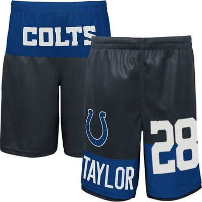 Outerstuff Kids' Big Boys Jonathan Taylor Navy Indianapolis Colts Player Name And Number Shorts