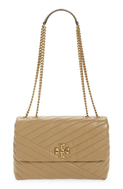 Tory Burch Kira Chevron Leather Crossbody Bag In Pebblestone