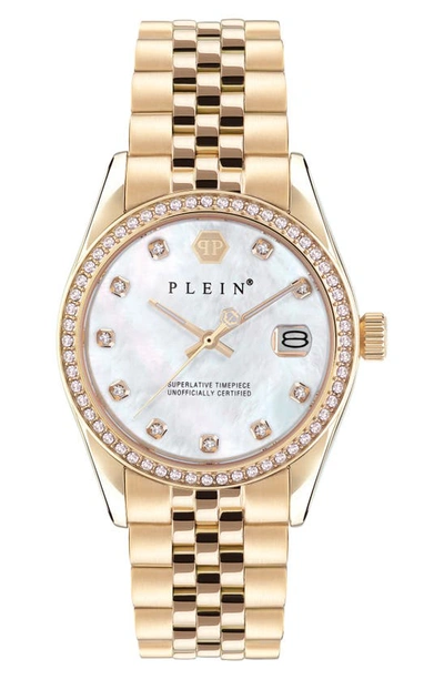Philipp Plein Women's Date Superlative Gold Ion-plated Bracelet Watch 34mm In Silver/gold