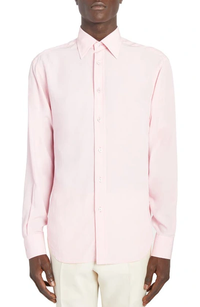 Tom Ford Fluid Fit Lyocell & Silk Button-up Shirt In Pink