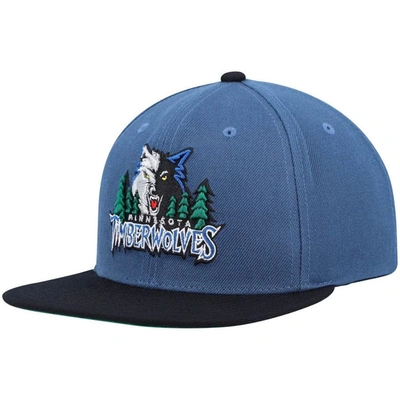 Mitchell & Ness Men's  Blue And Black Minnesota Timberwolves Hardwood Classics Team Two-tone 2.0 Snap In Blue,black