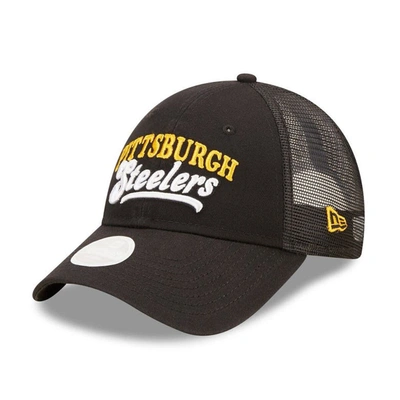 New Era Black Pittsburgh Steelers Team Trucker 9forty Snapback Hat