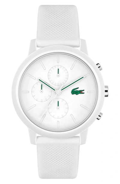 Lacoste 12.12 Chronograph Silicone Strap Watch, 44mm In White