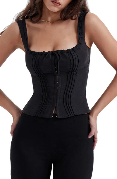 House Of Cb Chicca Square Neck Corset Top In Black