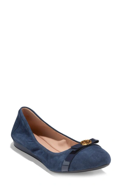 Cole Haan Tova Bow Ballet Flat In Navy Blazer