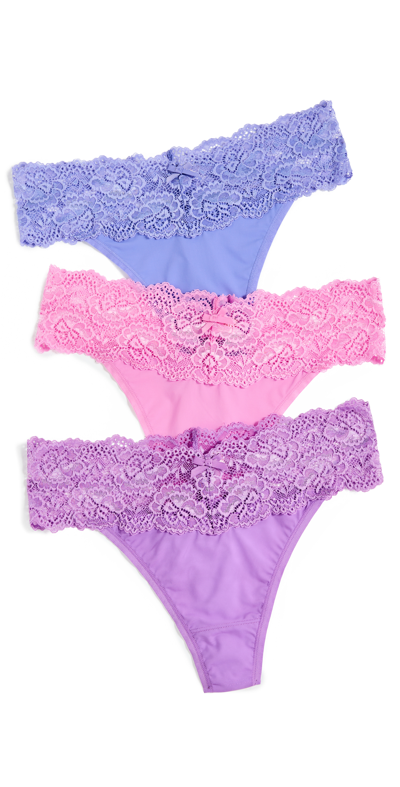 Skarlett Blue 3-pack Goddess Lace Thongs In Purple Assorted