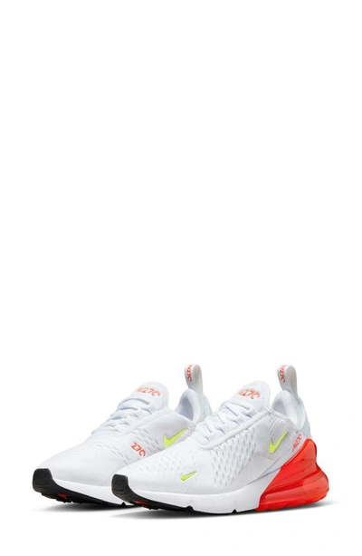Nike Air Max 270 Sneaker In White/volt/bright Crimson