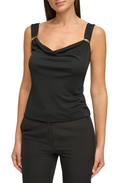 Donna Karan Cowl Neck Crepe Camisole Top In Black