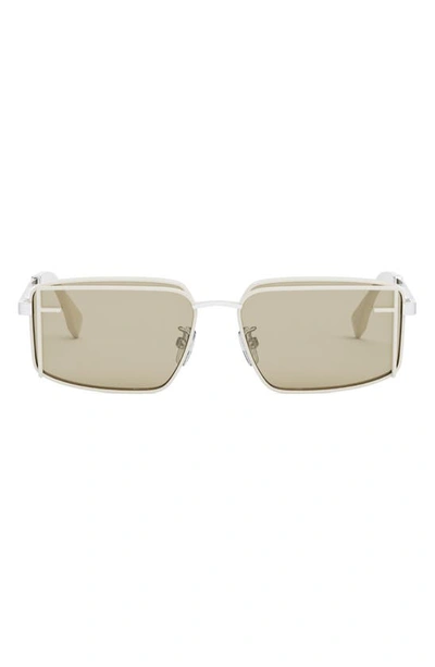 Fendi First Rectangular Sunglasses In White/gray Solid