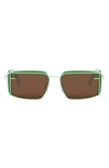 Fendi First Rectangular Sunglasses In Ivory Green