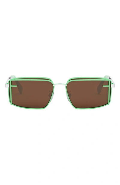 Fendi First Rectangular Sunglasses In Ivory Green