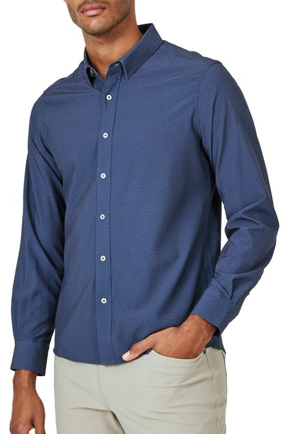 7 Diamonds Prime Print Stretch Button-up Shirt In Navy