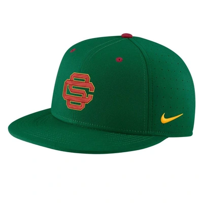 Nike Green Usc Trojans Aero True Baseball Performance Fitted Hat