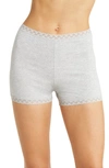 Natori Bliss Stretch Cotton Pajama Shorts In Light Grey Heather