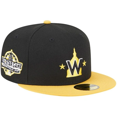 New Era Men's  Black, Gold Washington Nationals 59fifty Fitted Hat In Black,gold