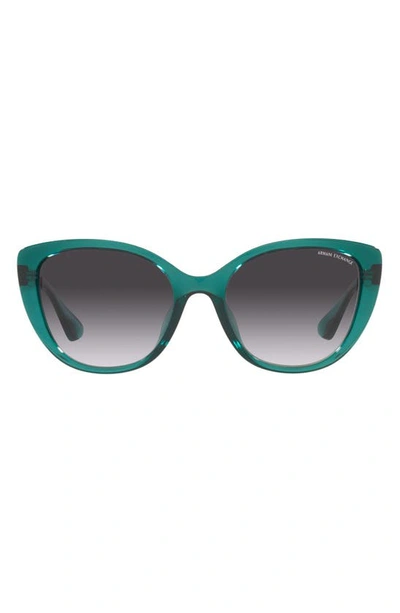 Armani Exchange 54mm Gradient Cat Eye Sunglasses In Transparent Blue