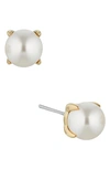 Nadri Dot Dot Dot Imitation Pearl Stud Earrings In Gold/ Pearl