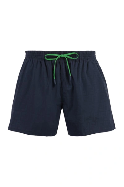 Fendi Nylon Swim Shorts In Blue