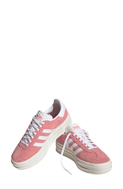 Adidas Originals Gazelle Bold Sneaker In Super Pop/ White/ White