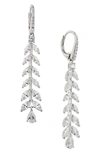 Nadri Wild Flower Crystal Vine Linear Drop Earrings In Rhodium