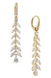 Nadri Wild Flower Crystal Vine Linear Drop Earrings In Gold