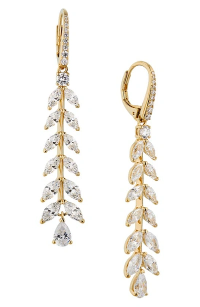 Nadri Wild Flower Crystal Vine Linear Drop Earrings In Gold