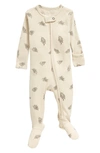 L'ovedbaby Babies' Fern Print Fitted One-piece Footie Pajamas In Stone Fern