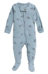 L'ovedbaby Babies' Fern Print Fitted One-piece Footie Pajamas In Pool Fern