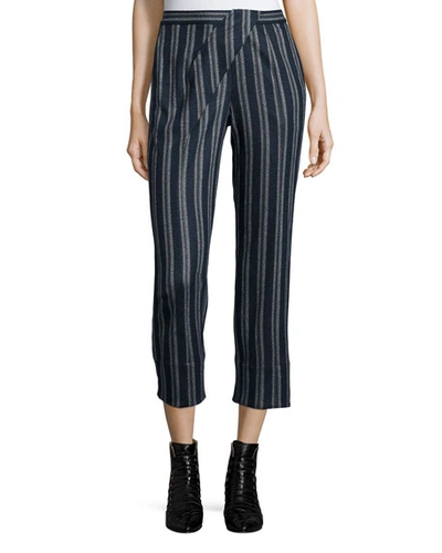 Thakoon Addition Cross-front Striped Ankle Pants In Black Multi