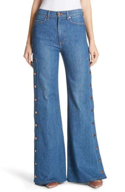 Ao.la Gorgeous High-rise Wide-leg Jeans W/ Side Snaps In French Blue