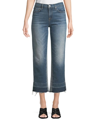 7 For All Mankind Kiki High-rise Straight-leg Jeans With Insert Panel & Released Hem In Blue