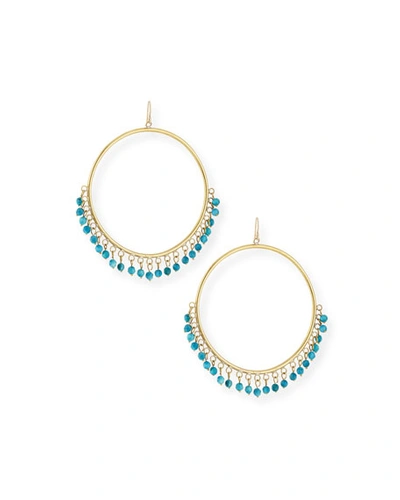 Ashley Pittman Mnara Bronze Hoop Earrings W/ Turquoise Dangles In Brown/blue