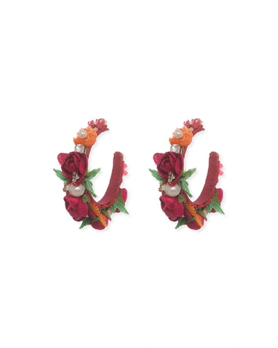 Ranjana Khan Evelyn-d Floral Hoop Earrings In Multi