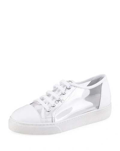 Here/now Pvc Lace-up Platform Sneakers In White