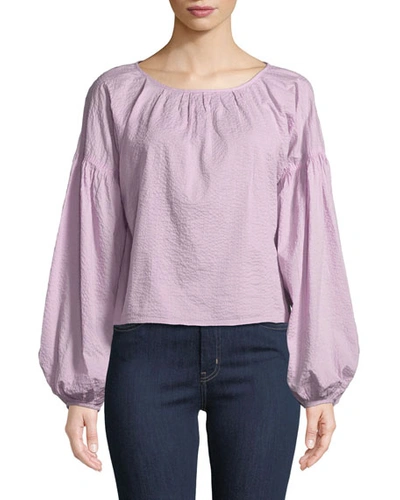 M.i.h. Jeans Anneke Balloon-sleeve Textured Cotton Top In Pink