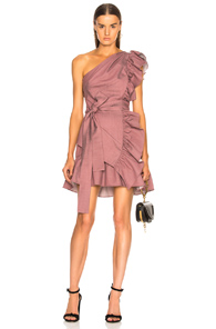 one shoulder ruffle mini dress