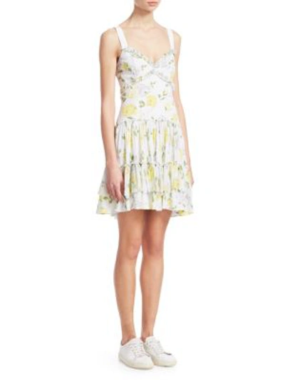 Cinq À Sept Livia Floral-print Ruffle Mini Dress In Sun Glow Multi