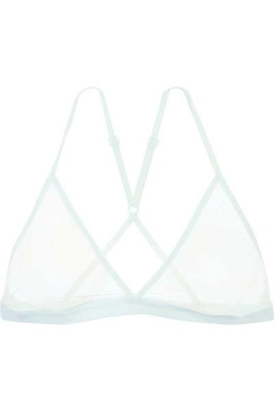 Skin Stretch-pima Cotton Tulle Soft-cup Triangle Bra In Mint